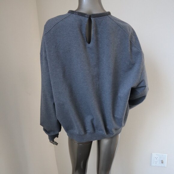 Brunello Cucinelli Monili Sweatshirt Gray Drop Shoulders Relax Cotton Size XXL - Picture 4 of 9